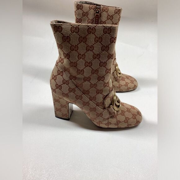 Gucci GG Monogram Victoire 95mm Ankle Boots Beige Ruggine Rust Size EU 39 - Picture 3 of 16